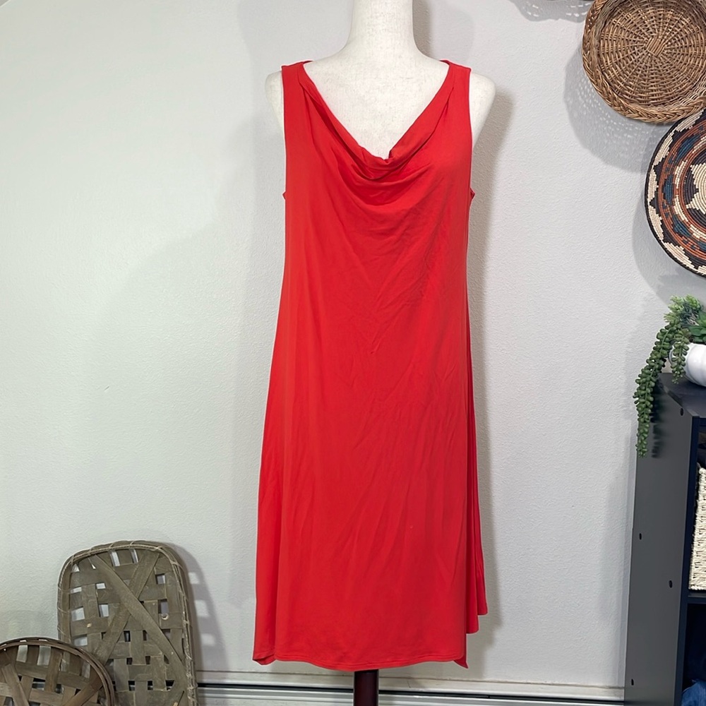 Eileen Fisher Sleeveless Trapeze Swing Dress Red/Orange Women’s Size Medium